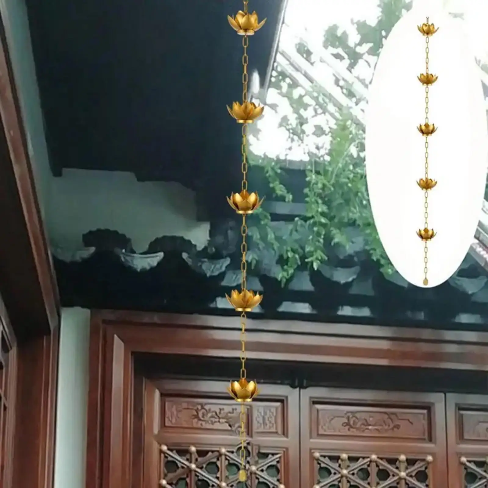 

Сменные водосточные трубы, карниз, дренажные декоративные чашки, 120 см, дождевая цепь лотоса для желобов для дворовых навесов, беседки, садового дома