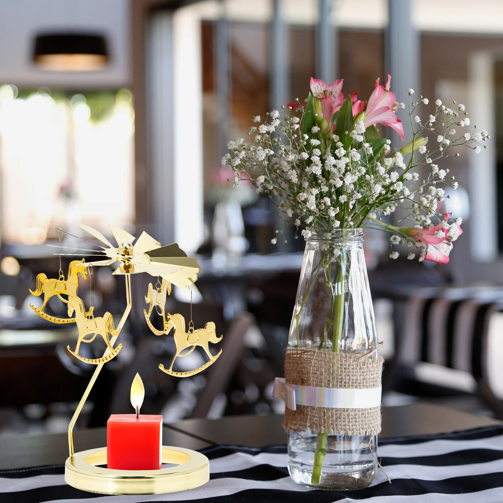 

Sturdy Rotatable Candlestick Holder Fine Crafted Display Tray for Party Wedding Celebration Decoration Accessory