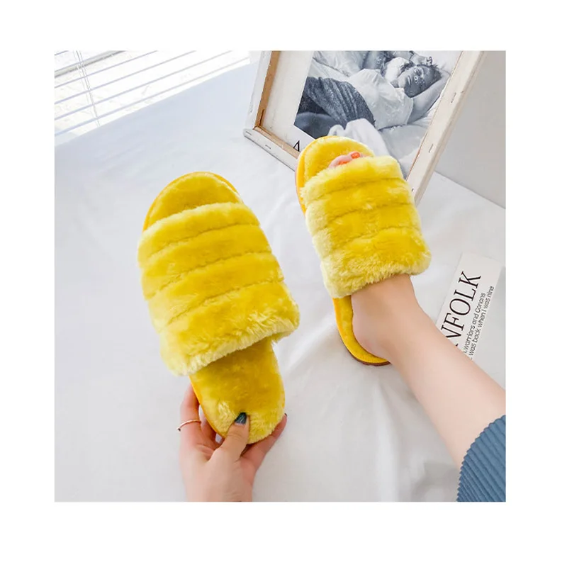 slippers women's large size home colorful leopard print one word plush cotton slippers BF11