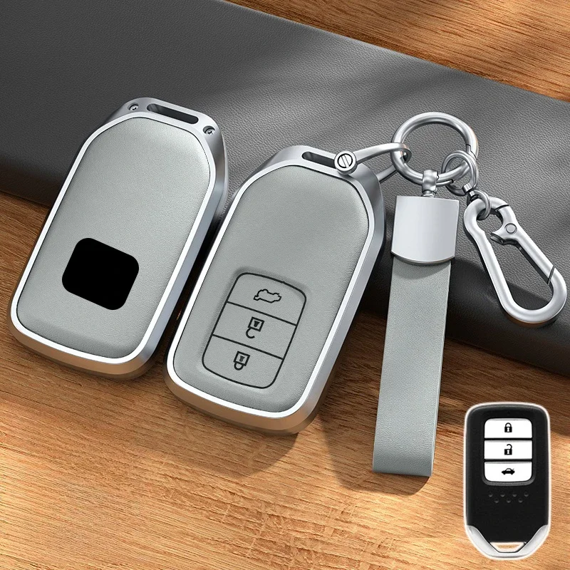 高品質のアルミニウム合金レザーケース,カーキーカバー,ホンダ用ホルダーバッグ,コードHR-V,シビックCR-V CR-V CR-Z