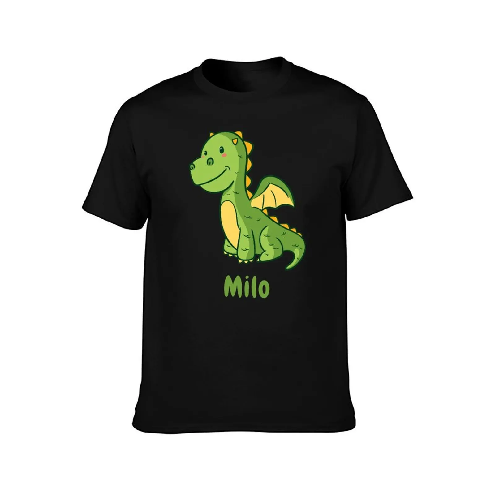 Milo Baby Boy Dragon Green Cartoon Kids T-Shirt, Summer Casual Cotton Tee, Oversized Streetwear Tops, Vintage Graphic Print