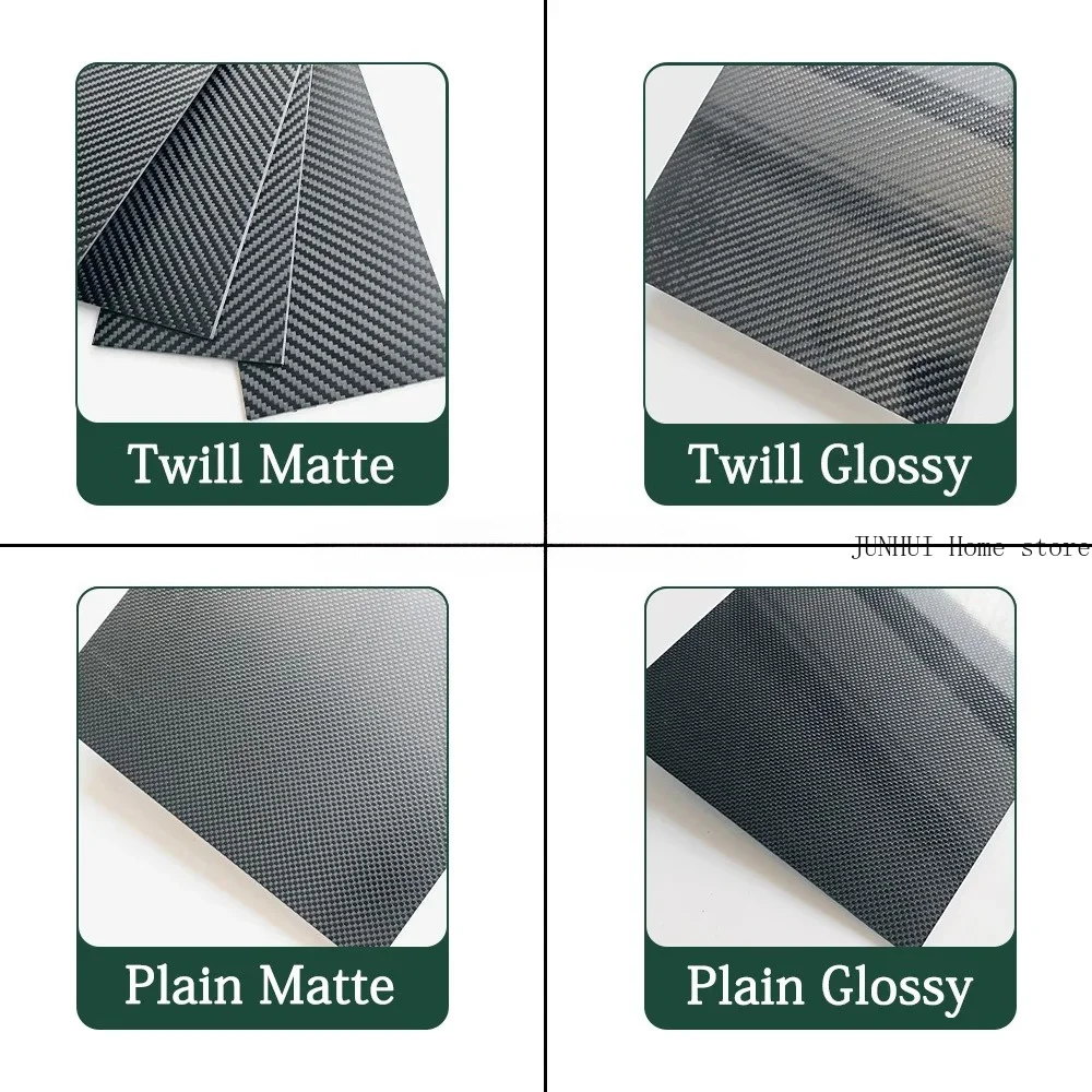 3K Carbon Fiber Laminate Sheet, High Hardness Composite Carbon Plate, 0.5‑6mm Thickness 200×400mm, Glossy & Matte Surface