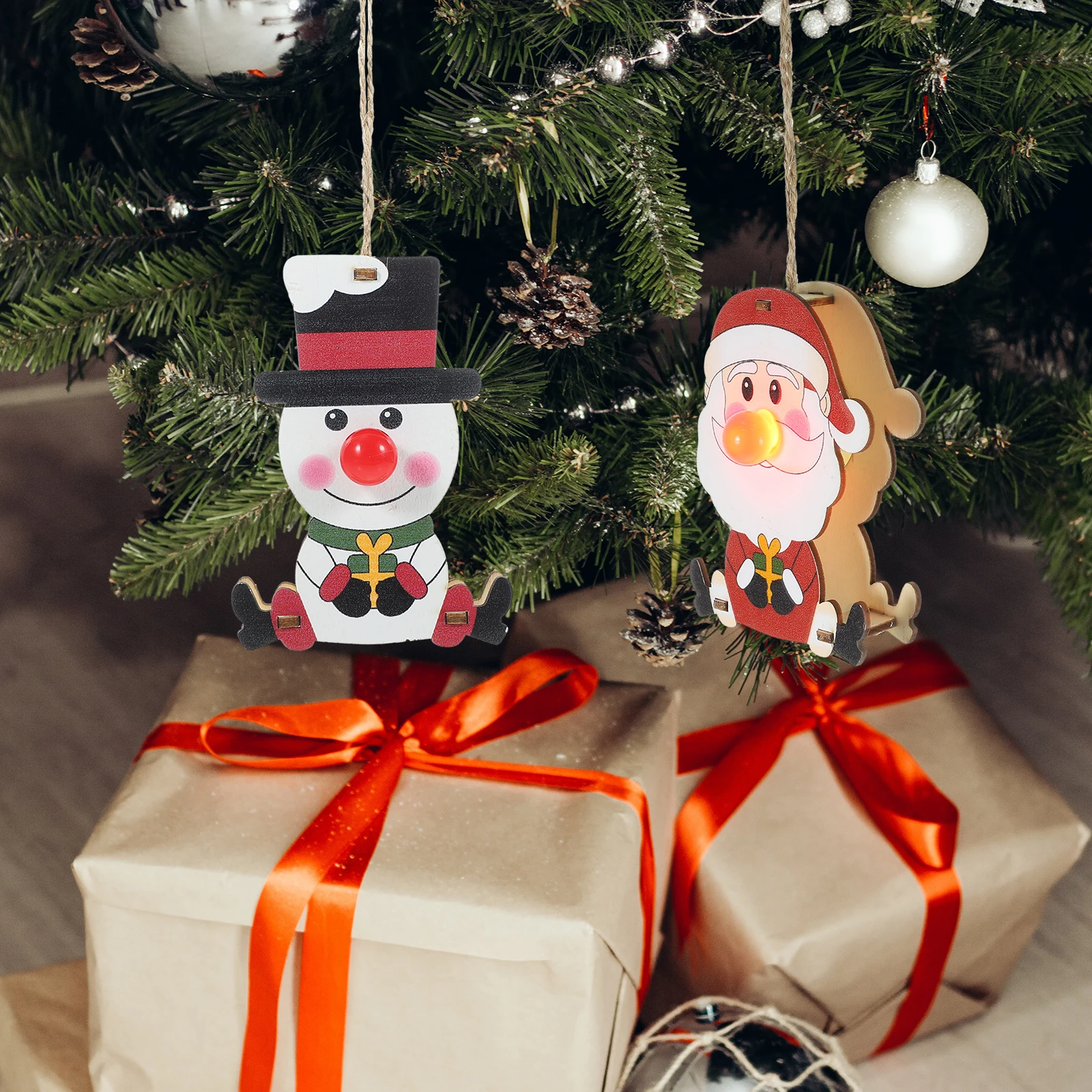 

3Pcs Glowing Nose Reindeer Christmas Hanging Pendant Holiday Decor Christmas Tree Ornament Party Decoration Festive Adornment