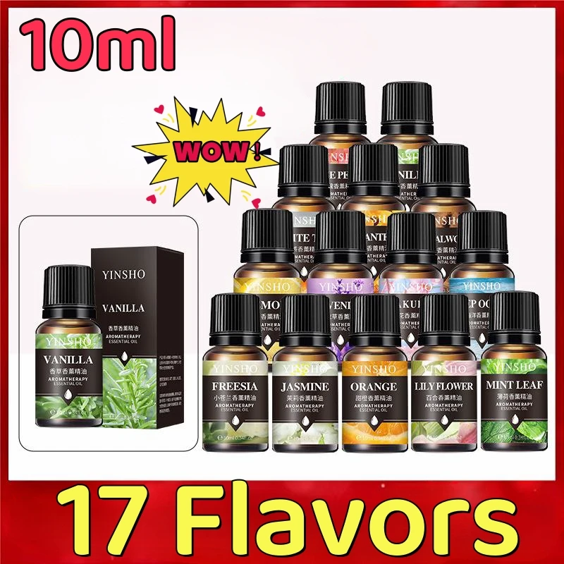 1/17pcs 10ml Essential Oils For Diffuser AirHumidifier Home Water-soluble Lavender Rose Eucalyptus White Peach Oolong