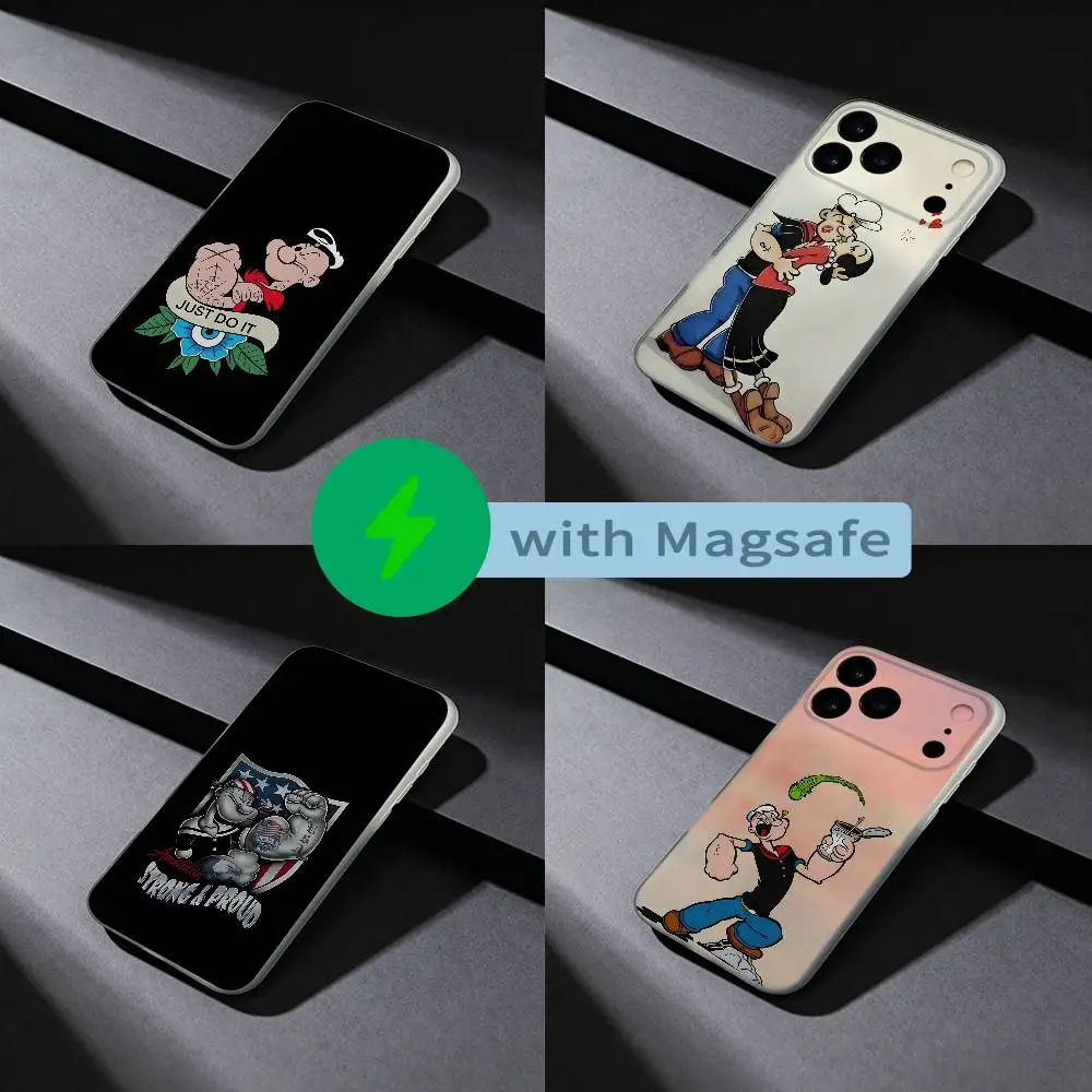 

P-PopeyeS Olive Spinach Phone Case For iPhone 17,16,15,14,13,12,X,XS,Pro,Max,Plus,E,Air,Mini with Magsafe Magnetic Slim Frosted