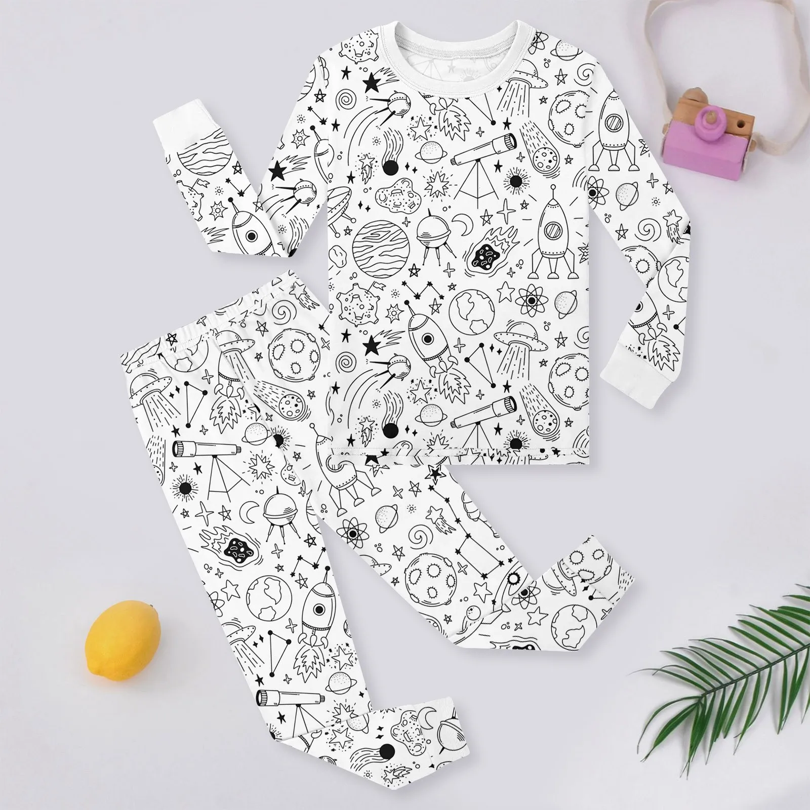 New DIY Pajamas Kids Sketch Colorful Pajama Set Kids Art Color Your Own Pajama Handicraft Toys DIY Crafts Homewear For Baby Girl