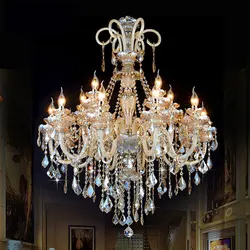 European style crystal chandelier luxury K9 villa living room lighting restaurant bedroom LED Cognic Crystals Chrome Metal lamps