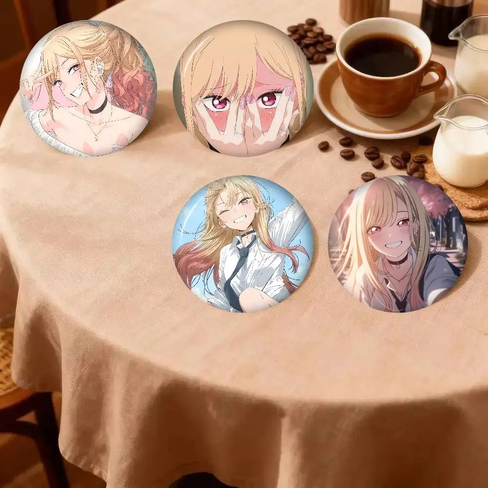 Anime K-Kitagawa Marin   Cartoon Brooches Anime Badge Round Handmade Brooch Lapel Pins Jewelry For Backpack Clothes Gifts