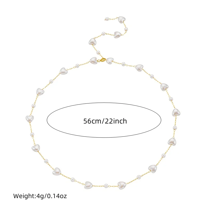 DIEYURO 316L Stainless Steel White Irregular Heart Pearls Necklace Bracelet Women New Trend Golden Love Non-fading Jewelry Set