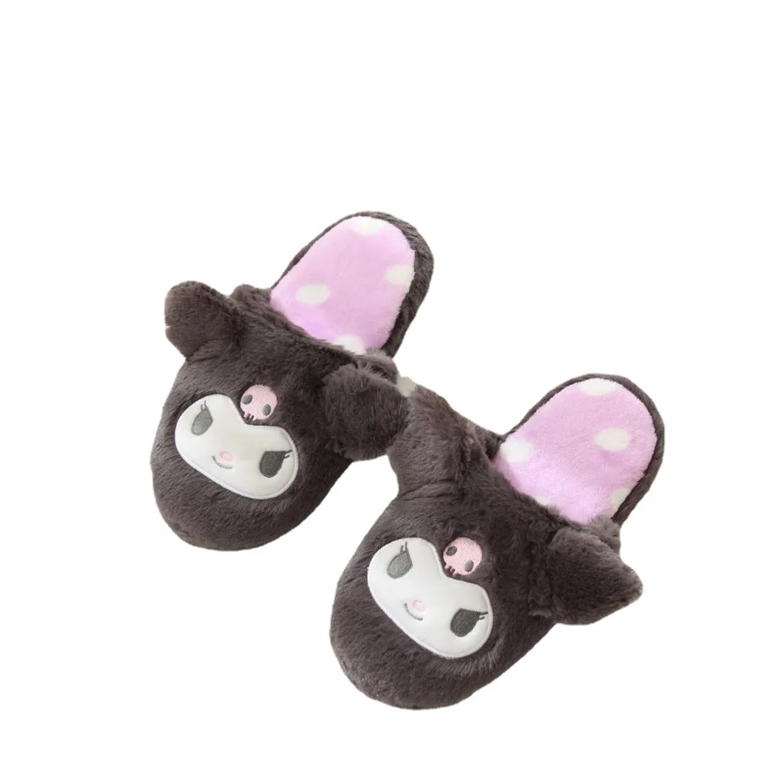 Sanrio Slippers Cartoon Hello Kitty My Melody Kuromi Cinnamoroll Autumn and Winter Warm Cotton Soft Home Shoes Holiday Gifts