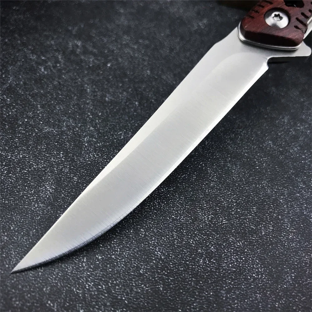 Folding Pocket Knife D2 Blade Rosewood Handle Tactical Hunting Camping Survival EDC Outdoor Hiking Cutting Rescue Tool Knife