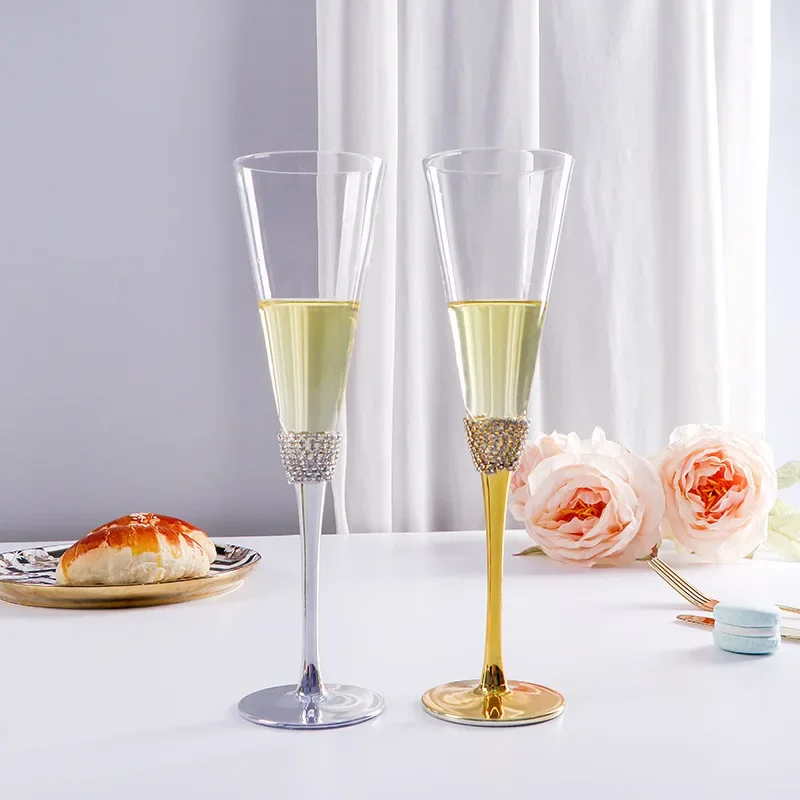 

Champagne glass, creative diamond-encrusted crystal glass goblet, wedding banquet pair, cup, clubhouse, golden wine gift box