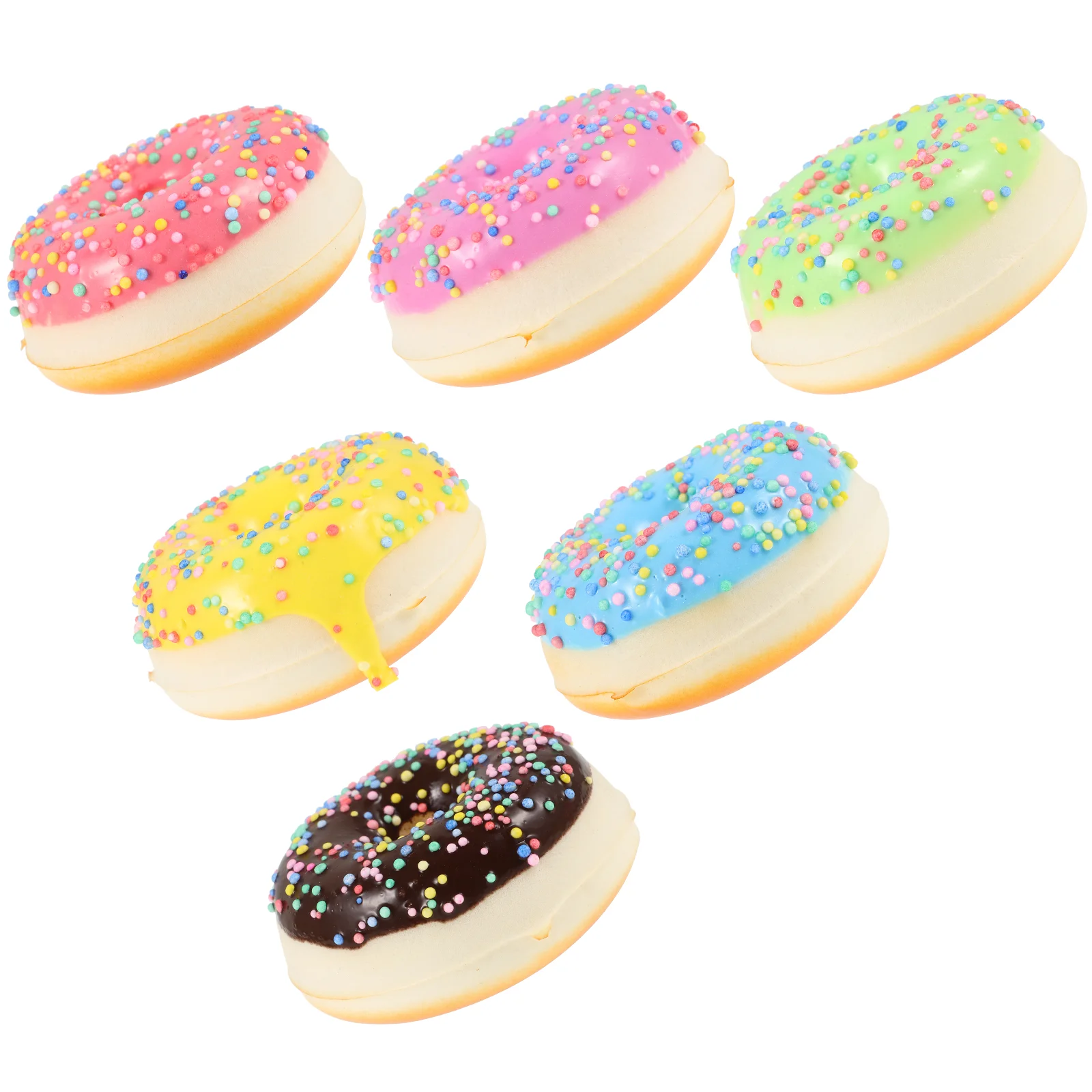 6 Pcs Faux Donuts Fake Colored Models Fridge Magnets Food Props for Simulated Toys Doughnuts