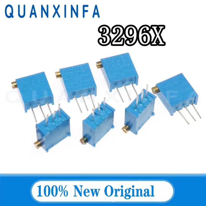 10PCS 3296X 3296 Adjustable Potentiometer 100R1K2K5K10K20K50K100K200K500K1M Ohm Side Adjustment 200R