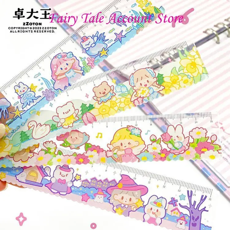 Zhuo Dawang Ruler 15cm Wave Line Cute Acrylic Ruler Students Learn Portable Measurement