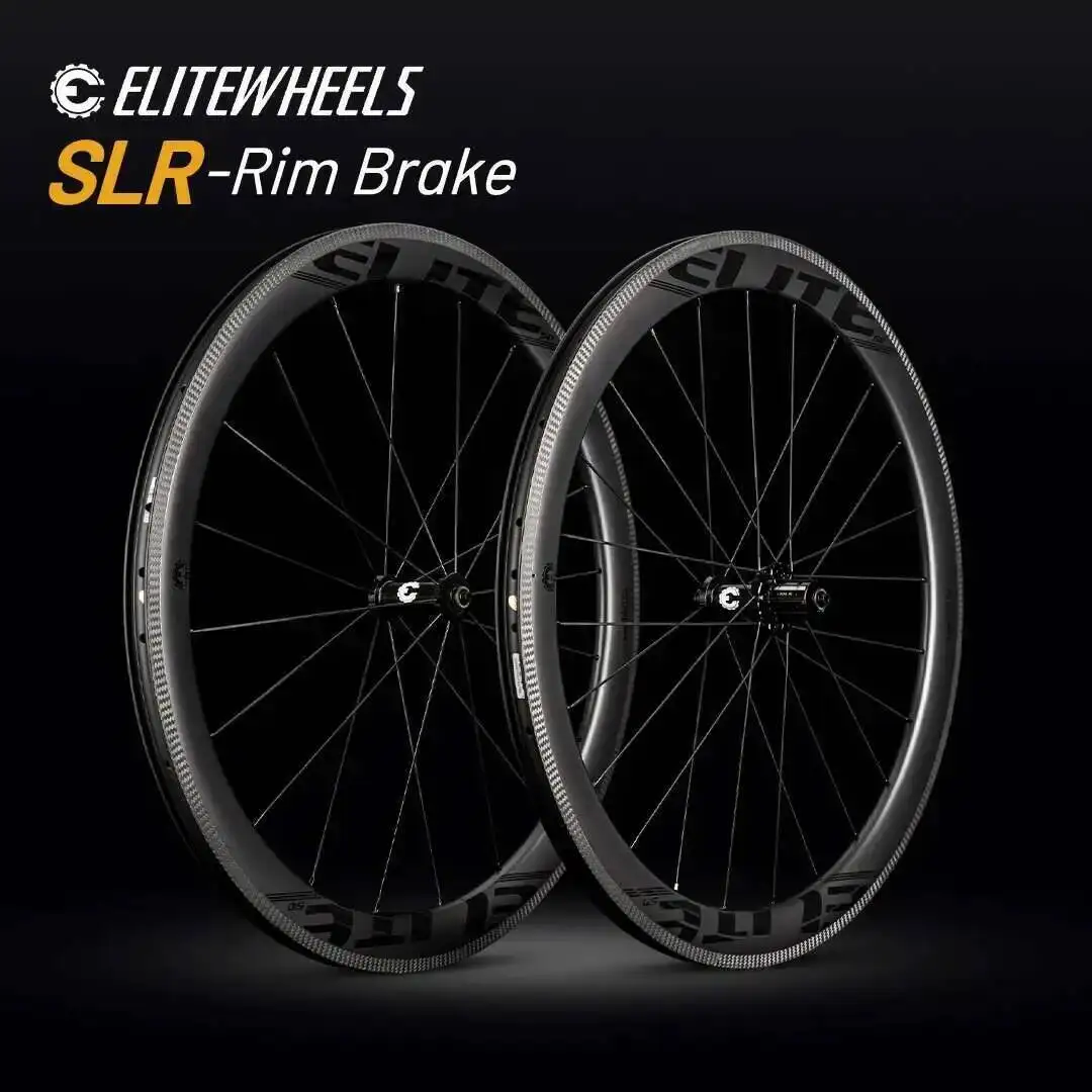 ELITEWHEELS SLR 700c Road Carbon Wheelset 3K Twill Brake Surface Ratchet System 36T Straight Pull Hub Clincher Tubeless Rim