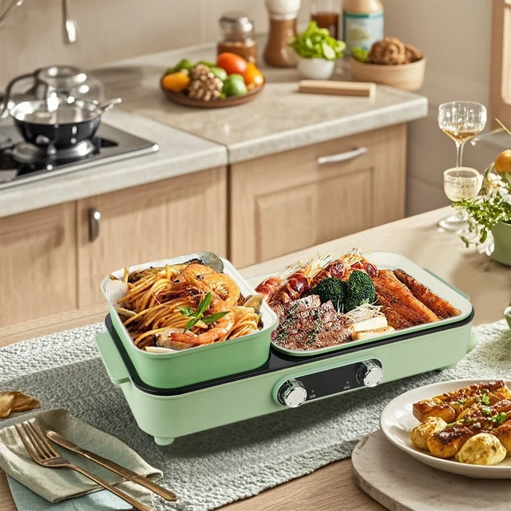 

Mitcmolard 2026 Korean BBQ Grill Adjustable Temperature Shabu Removable Hot Pot Electric Grill For Small Gatherings Home Use