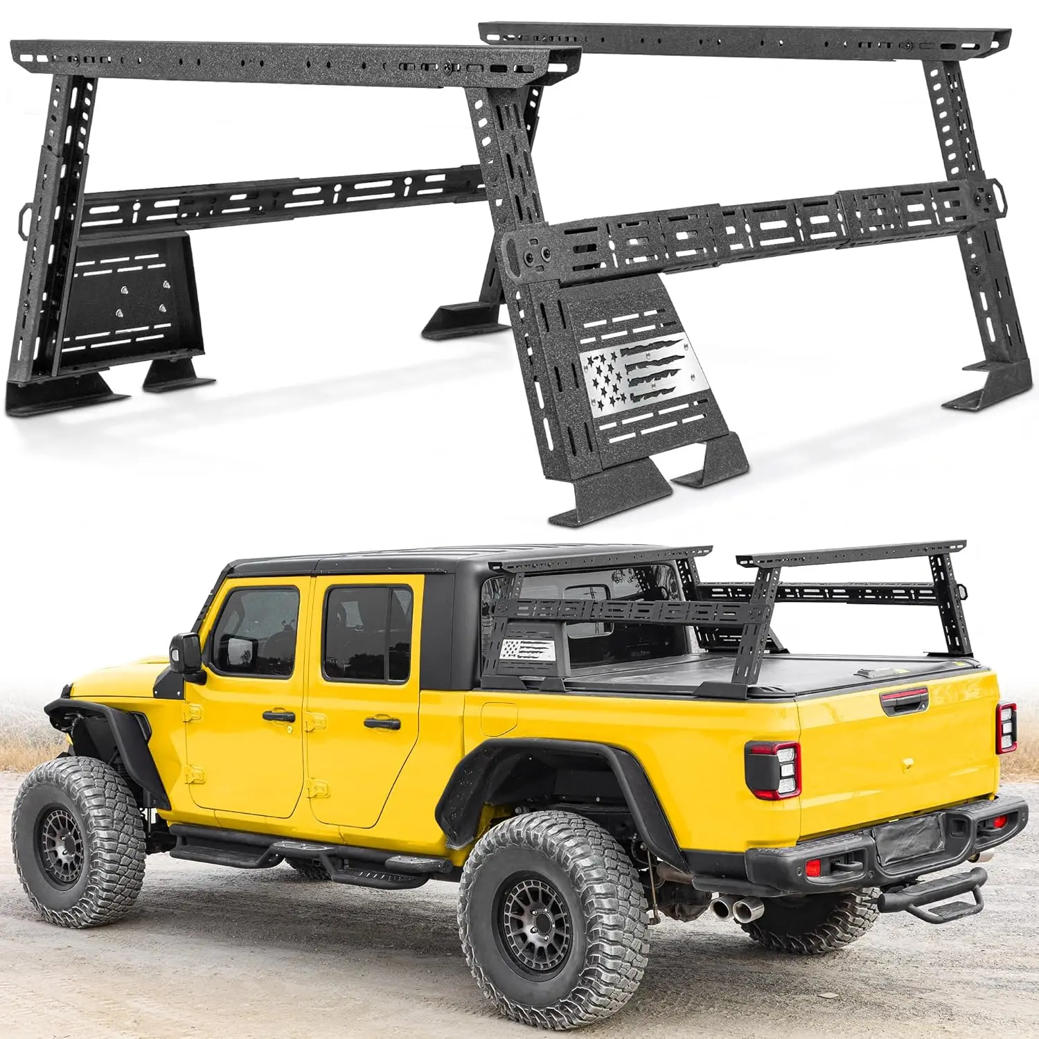 

1300Lbs Mid Size Truck Bed Rack 2 Crossbars DIY Panels Adjustable 16-25 Cargo Rack Pickup Ladder Rack Custom