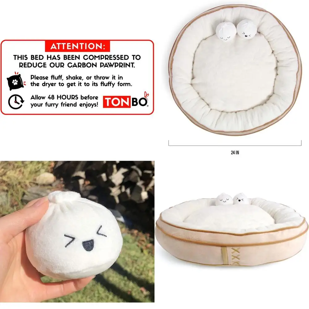 

Comfy Plush Pet Bed for Dogs and Cats, Easy Wash and Dry (Dim Sum)