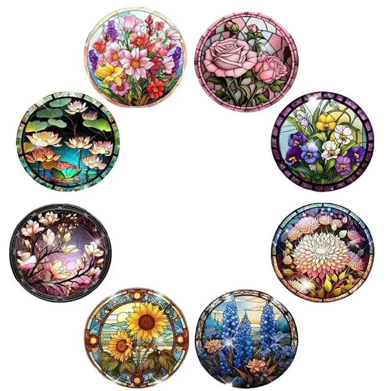 

Набор из 8 деревянных круглых подставок с яркими цветочными узорами подходит для подарков на День святого Валентина и День Благодарения.