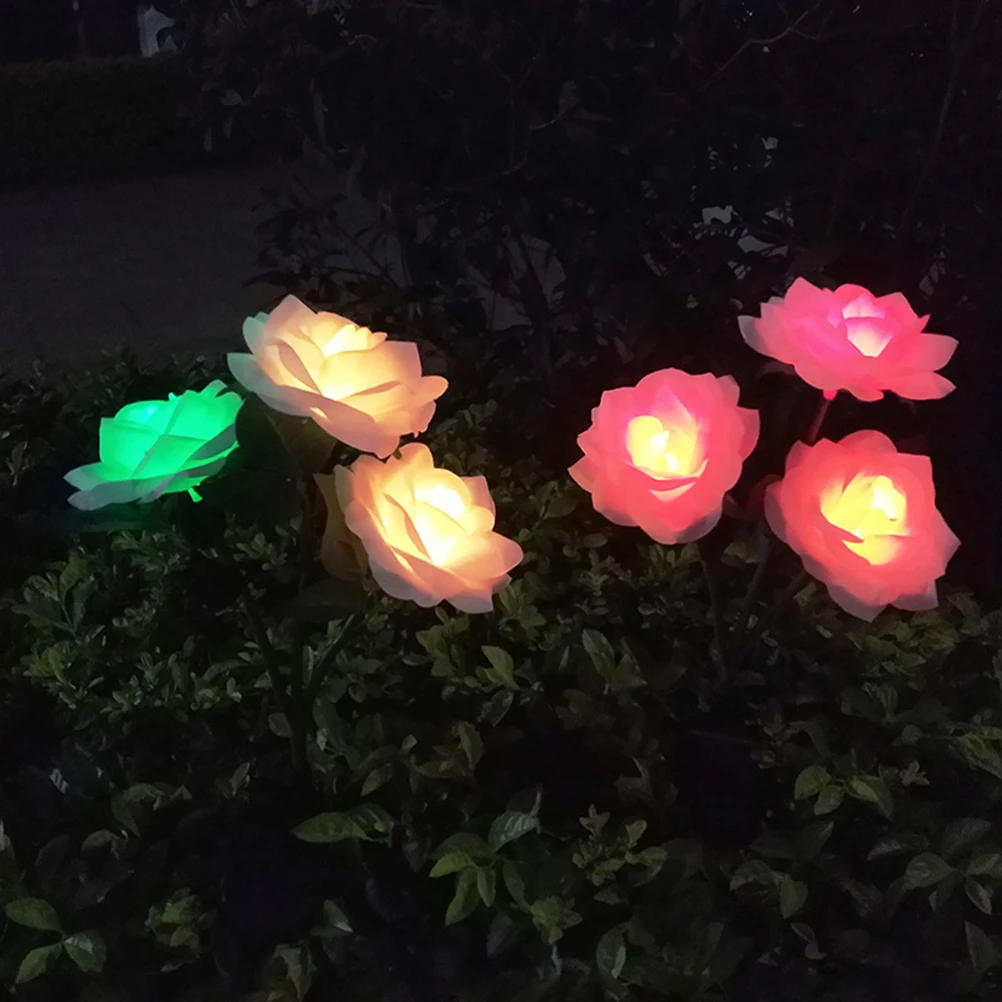

1PC Solar Powered LED Light Colorful Roses Lights Outdoor Flower Lamp Landscape Decorative Light for Garden Patio Lawn White