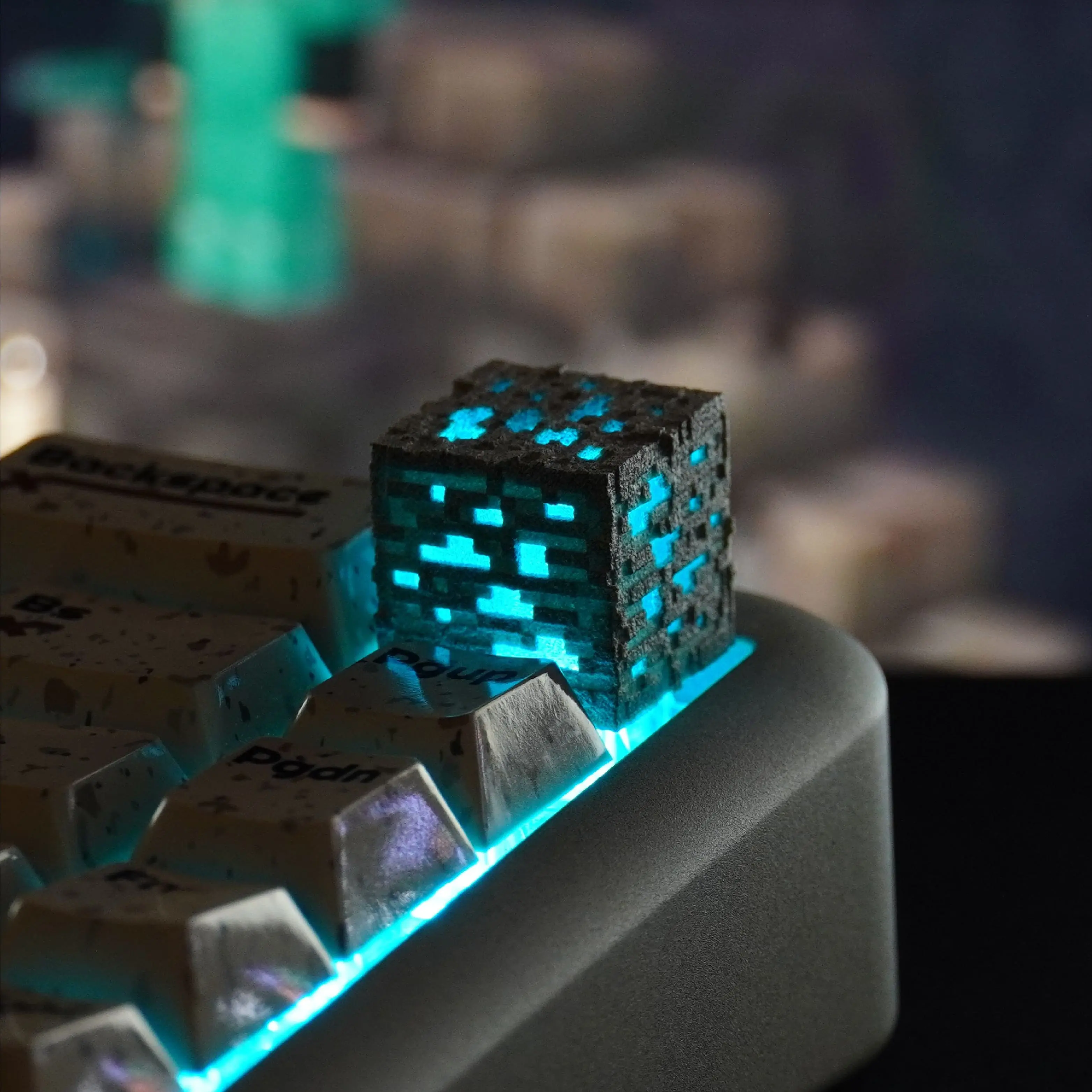 ZHUDI VIBE STONE PC Keycaps Pixel Ore Personality Customized Machinery Magnetic Shaft Keyboard Keycaps For PC Accessories Gifts