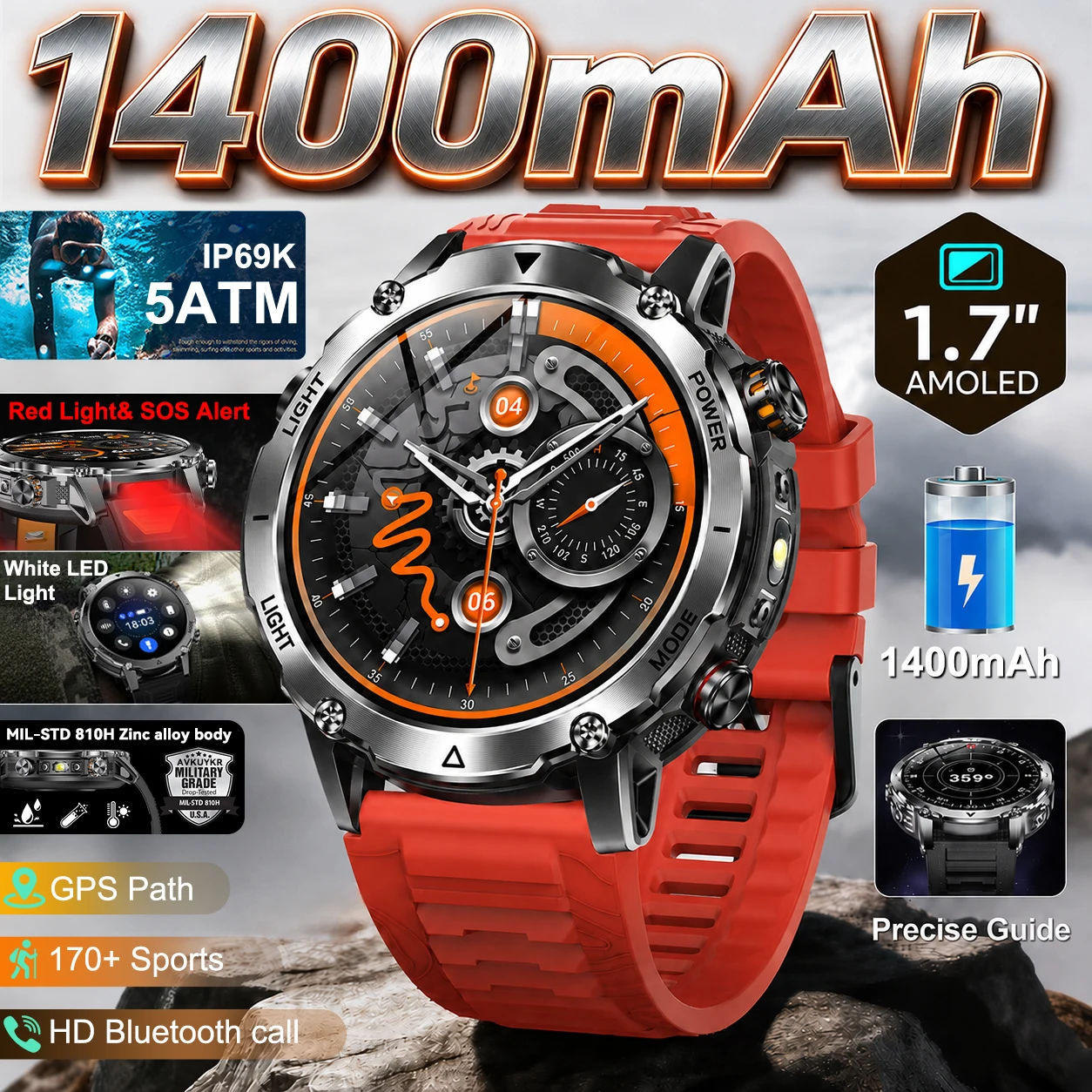 Smartwatch Running Watches For Men - 2026 Neue 1400mAh Batterie Smartwatch für