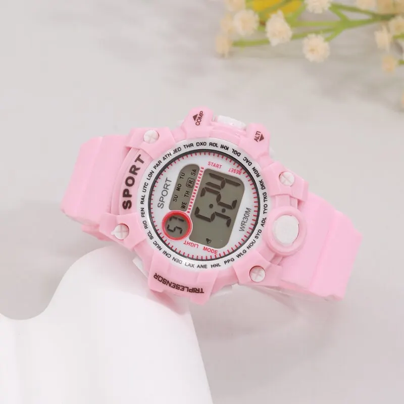 Girls Kids Children Student Pink Women Lady Clock Calendar Silica Gel Cartoon Pig Bracelet Quartz Wrist Watch