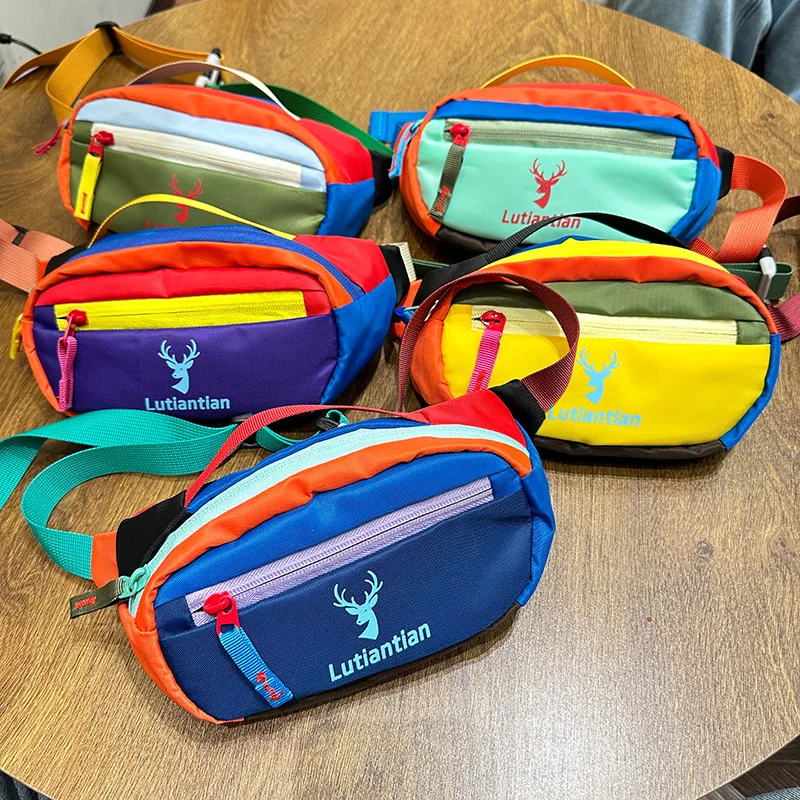 Color-blocked waist bags, crossbody bags, colorful , unisex waist bags, lightweight travel and sports waist