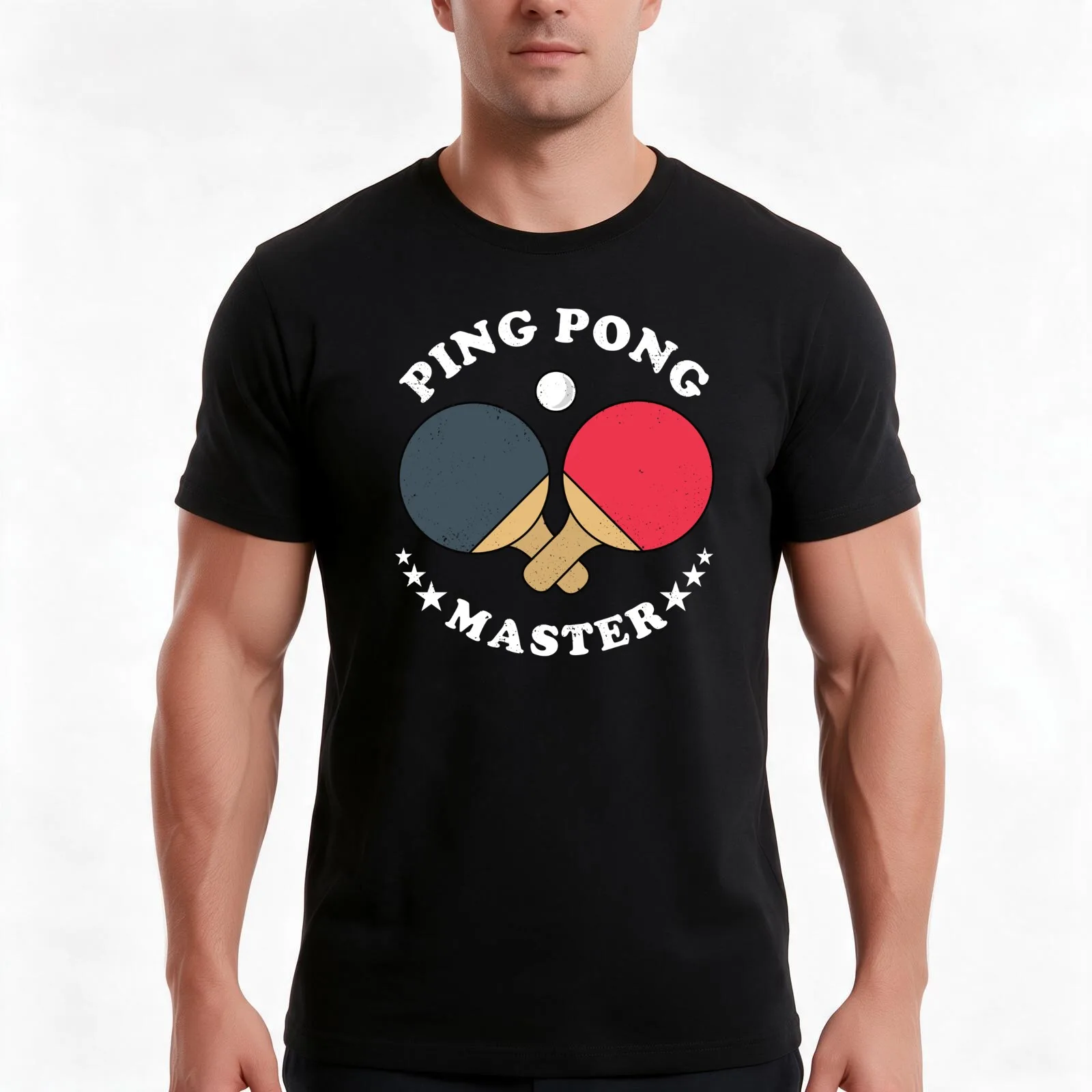 Ping Pong Master T-Shirt, Summer Casual Cotton Tee, Oversized Streetwear Tops, Vintage Graphic Print, Loose Fit Short Sleeve