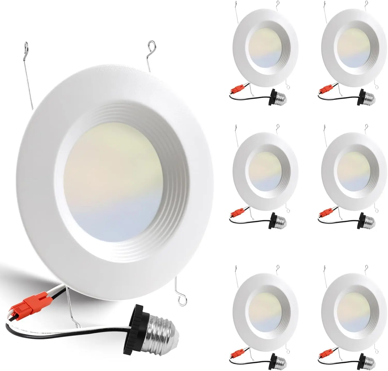 

6 Pack 5/6 Inch LED Recessed Lights, 5CCT Dimmable, 2700K-6500K, 12W=100W, 1000LM, IC & Wet Rated, ETL Certified