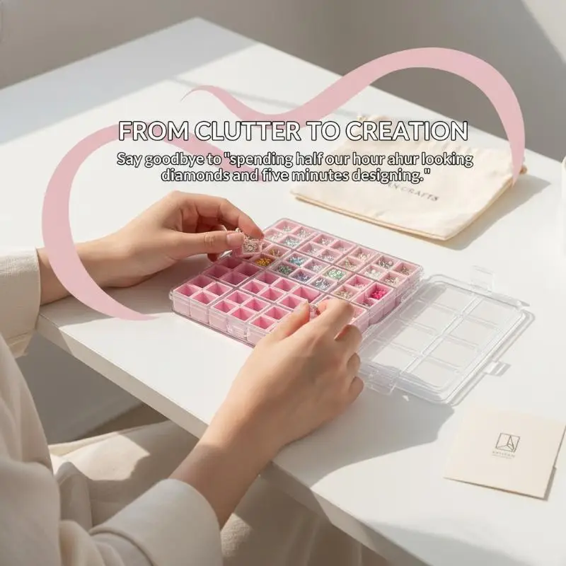 Nail Art Accessory Storage Box Detachable 48 Grids Stackable Jewelry Organizer for Rhinestones Beads Small Items