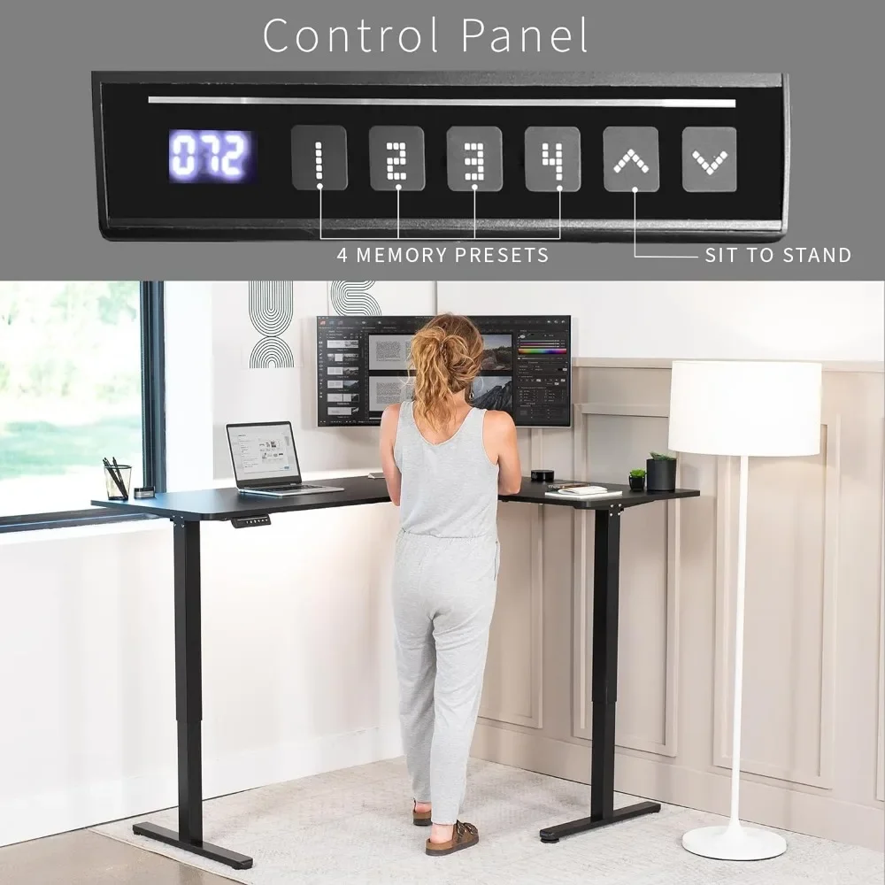 Bureau électrique à angle réglable, 63x55 pouces, recommandé