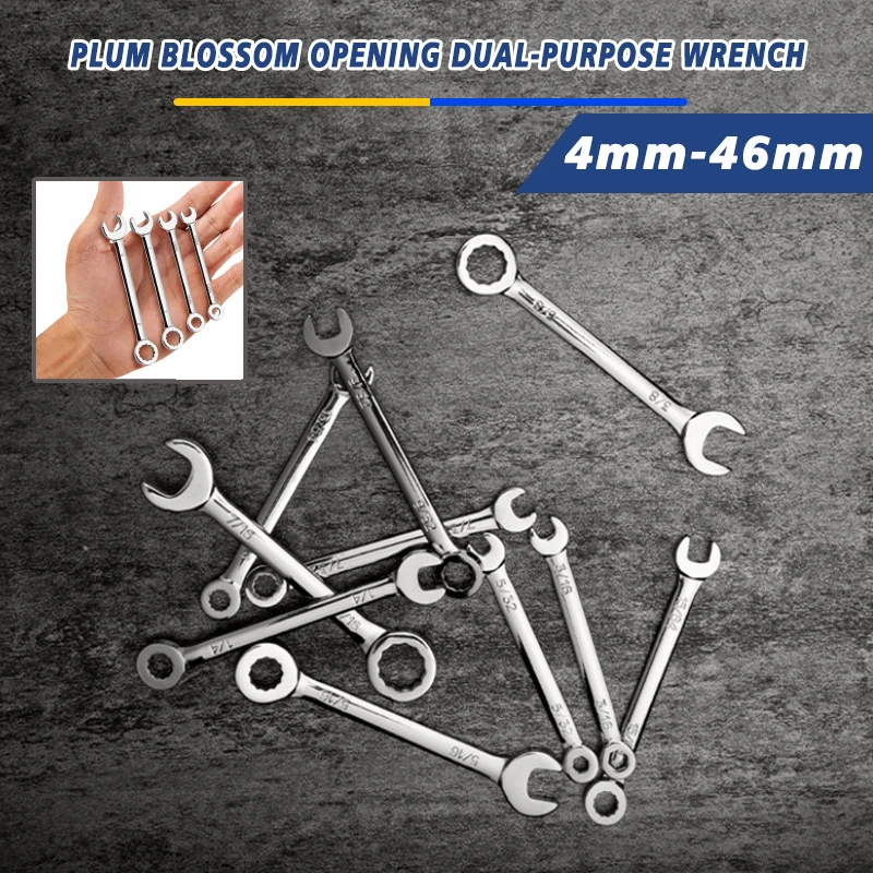 4mm-46mm Metrci/Imperial CR-V Chrome Vanadium Steel Forging Mini Wrench Set Double End Ratchet Open End Combination Spanner