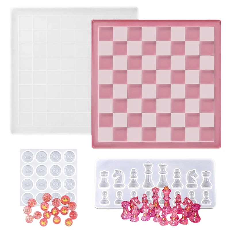 

Chess Board Silicone Resin Molds,Checkers Board Crystal Epoxy Resin Casting Mold For DIY Resin Crafts Making