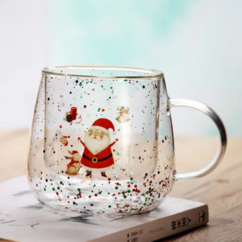 1 PC Double Wall Glass Cup 350ml /10 OZ Christmas Bubble Espresso Cup Coffee Mugs Dual Layered Glass Cups