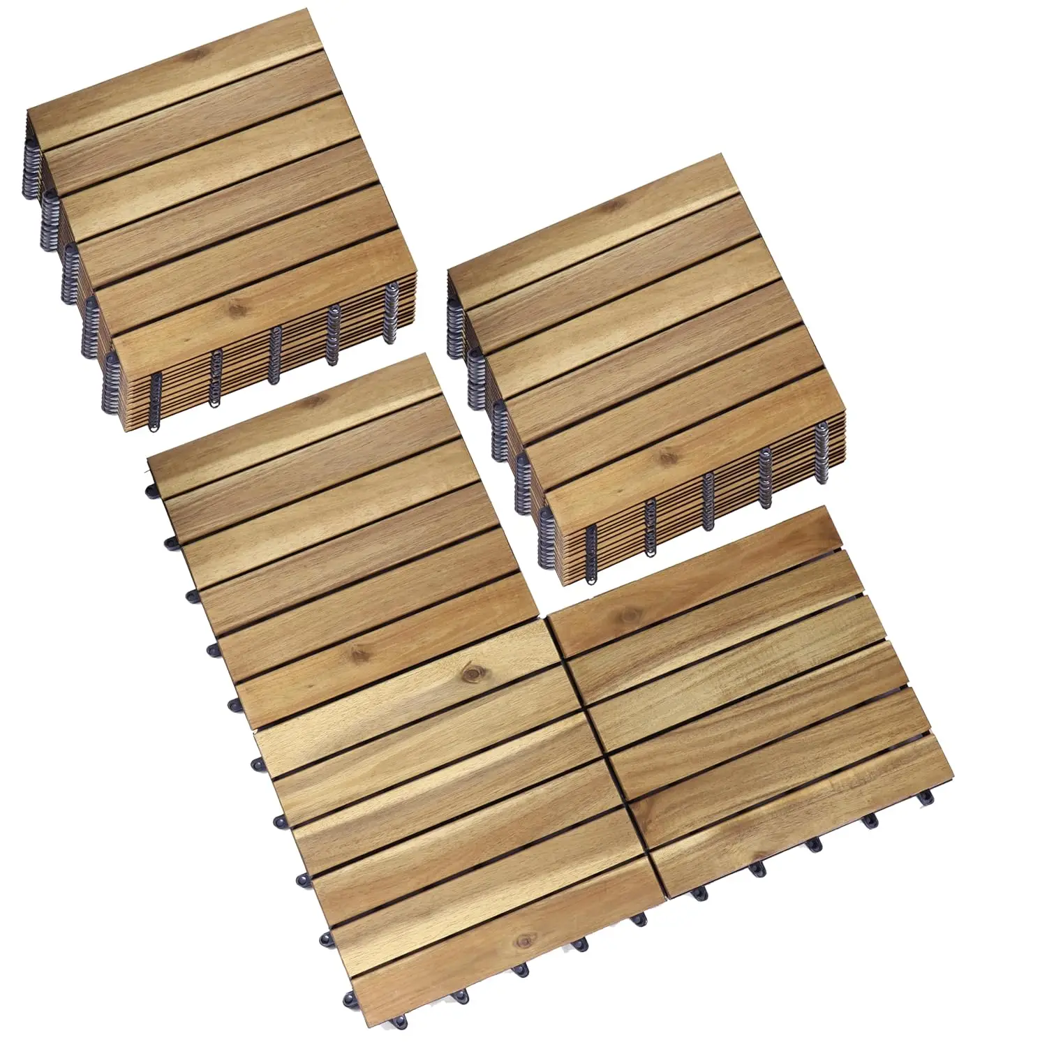 27 PCS Wood Deck Tiles, 12 Inch Patio Decor Waterproof Flooring for Outdoor Indoor, Composite Interlocking Balcony Tiles as Pati