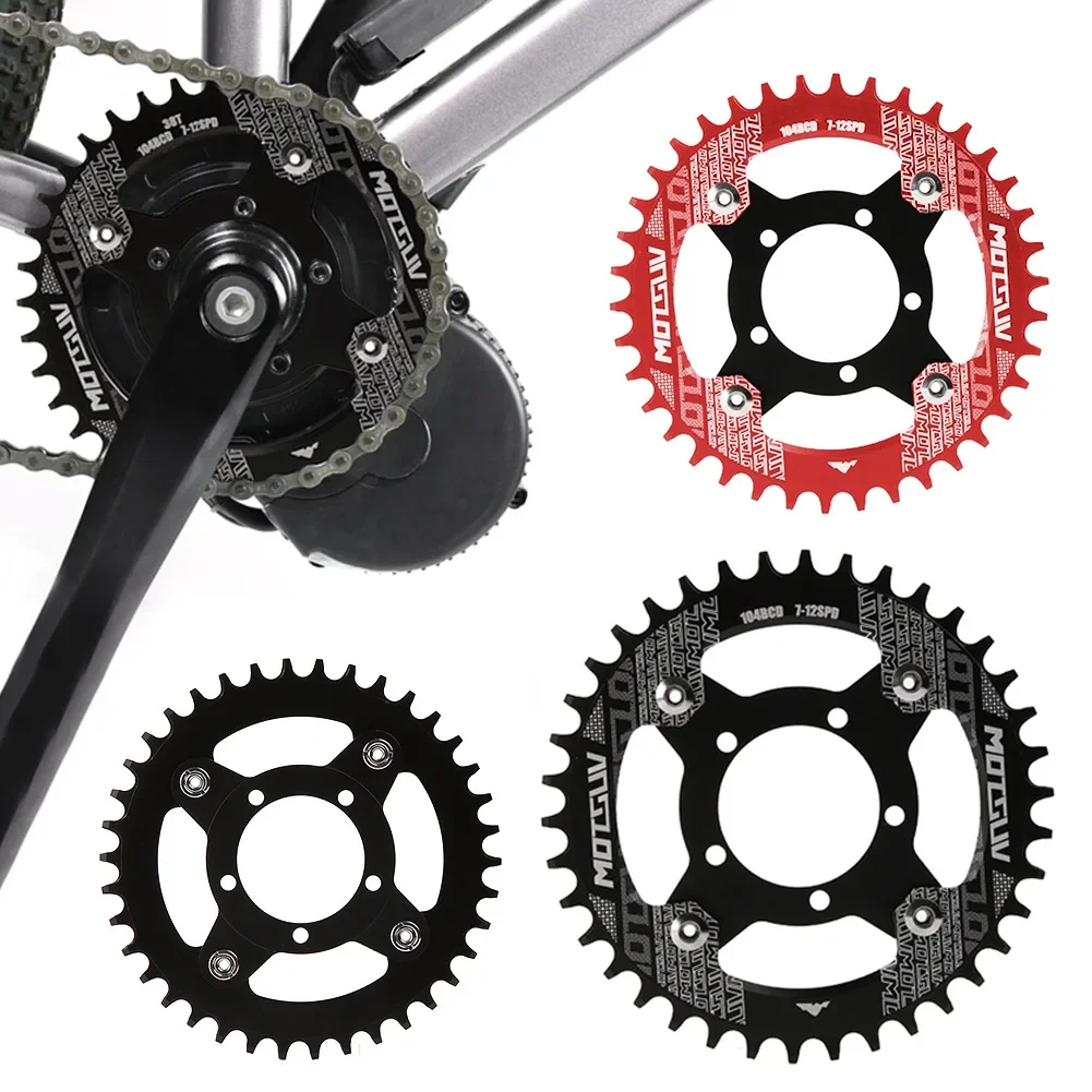 Bicycle Crankset Bafang 104BCD Bicycle Motor Aluminum Alloy Chainring Chain Ring Adapter For Electric Bicycle32T-52T Bike Crank