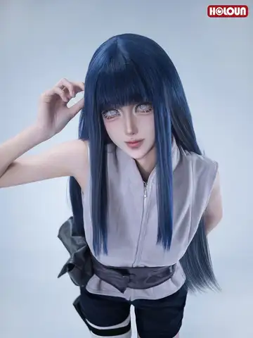 HOLOUN Anime Hyuga Hinata Cosplay Kostüm Peruk Üst Şort Bel Çantası Noel Hediyesi