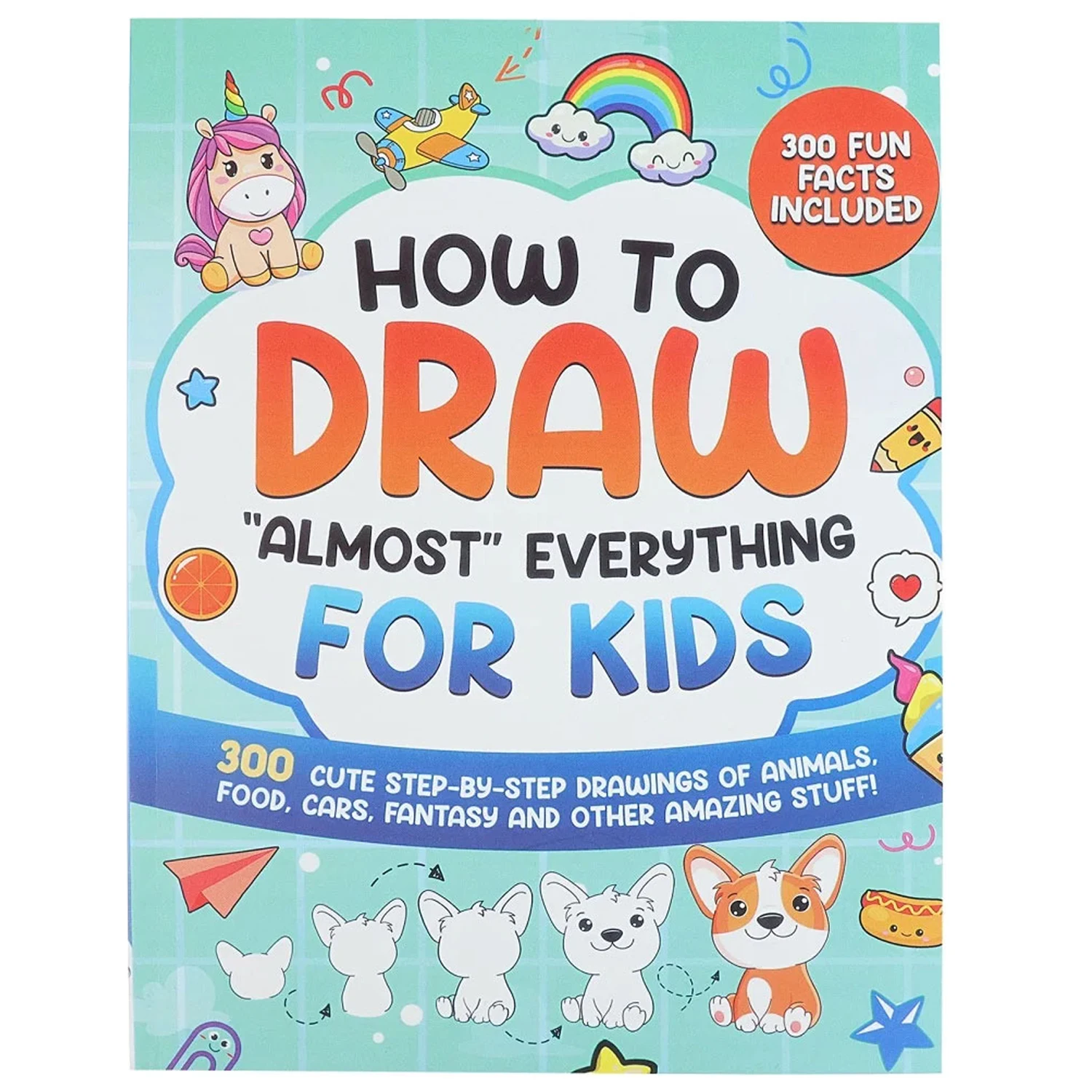 

Книга для практики рисования Easy Kids: рисуйте почти все покровать, животные, еда, автомобили, фэнтези, веселое руководство по раскраске