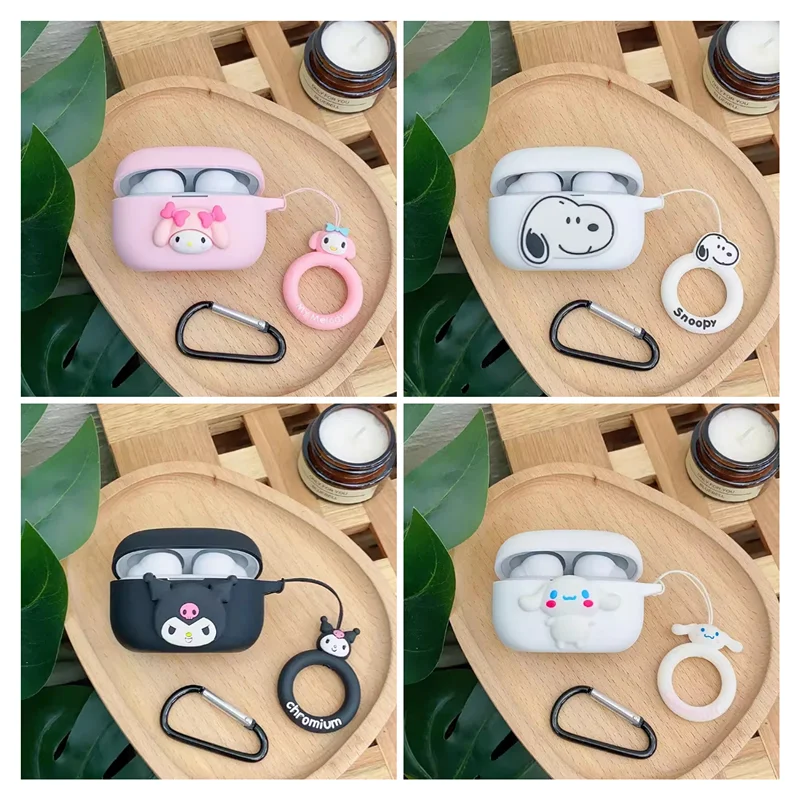 MINISO Cartoon Earphone Case Cover for Sony Linkbuds S /WF-LS900N Silicone Wireless Earbuds Protective Shell With Lanyard