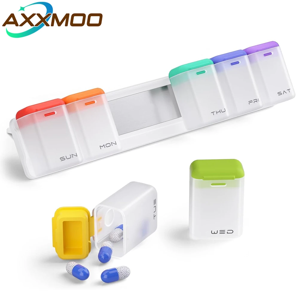 

PCS Weekly Pill Organizer Magnetic, Weekly Pill Sorter, 7-Day Detachable Pill Case with Portable Pouch