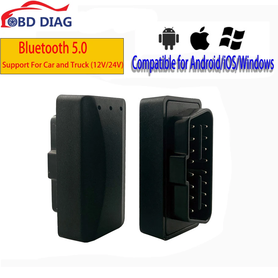 ELM327 for Car and Truck Bluetooth 5.0 elm 327 Car Diagnostics Tool OBD2 Auto Scanner Work On 12V&24V Vehicles Code Reader