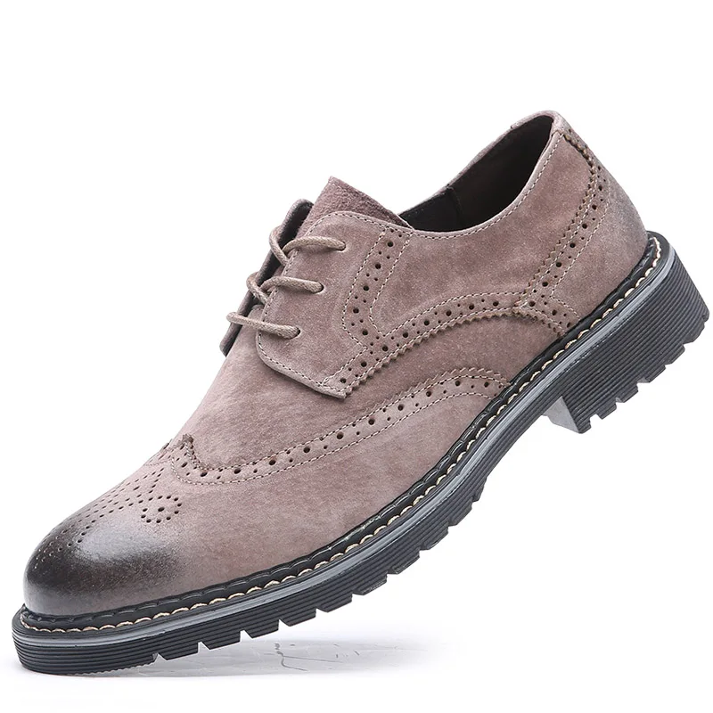 

All Season Genuine Leather Men's Brogue Shoes Trendy Busines Lace Up Men's Casual Shoes Office Work Leather Shoes For Men