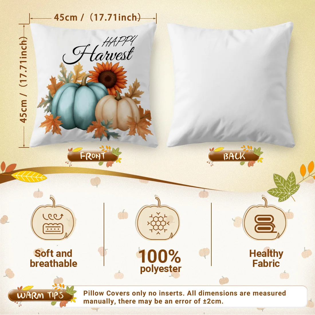 4 Uds Funda de almohada estampada 45x45 سنتيمتر Fundas de almohada decorativas suaves y acogedoras para exteriores con #3