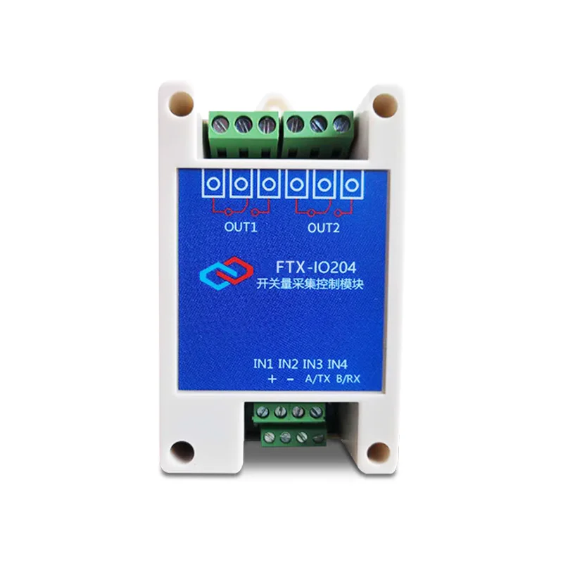 

2-way RS485 serial port relay module switch value acquisition input/output control Modbus FTX IO204