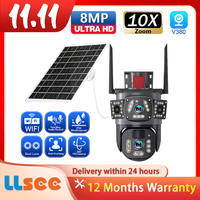 LLSEE V380,CCTV,Wireless WIFI solar closed-circuit television,4K dual lens,outdoor security network camera,4G sim solar camera