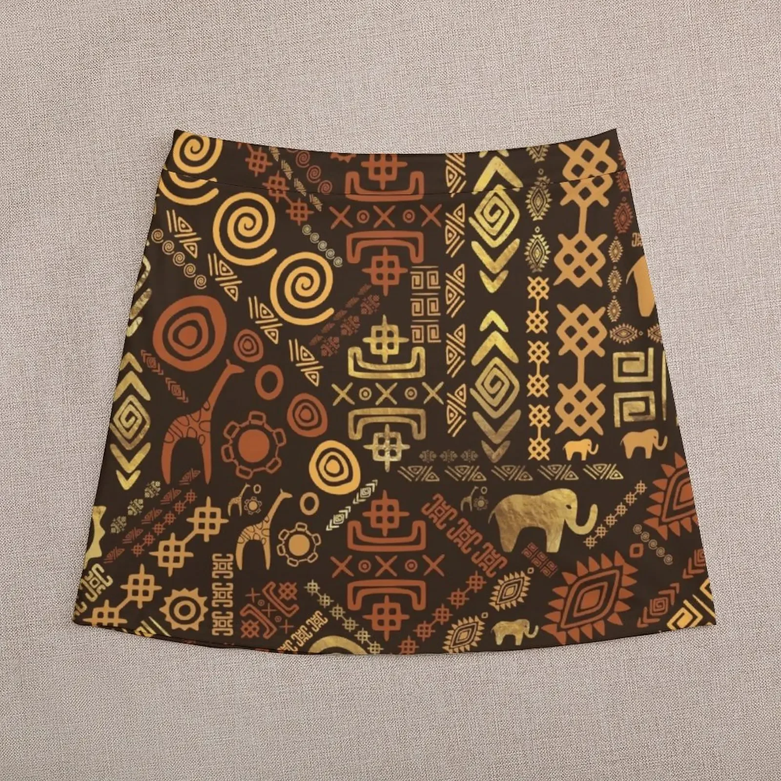 Ethnic African Pattern- browns and golds #12 Mini Skirt rave outfits for women night club outfit korean summer clothes