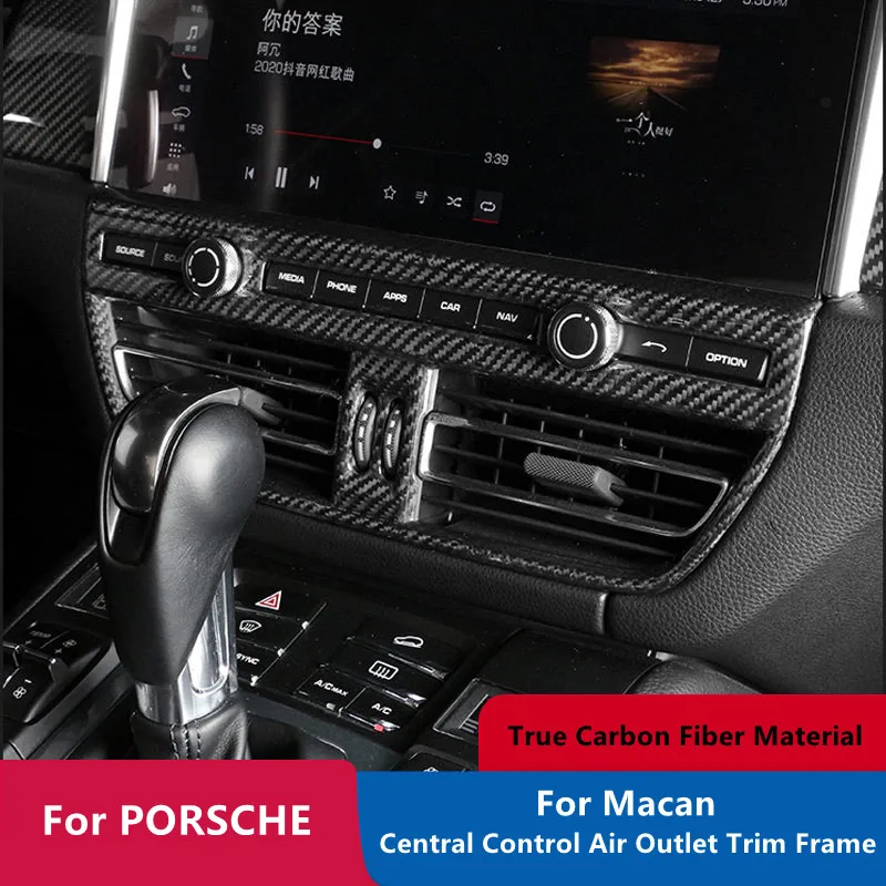 

Car Carbon Fiber Central Control Air-conditioning Cover for Porsche Macan 2018-2020 Interior Air Vent Outlet Decorative Frame