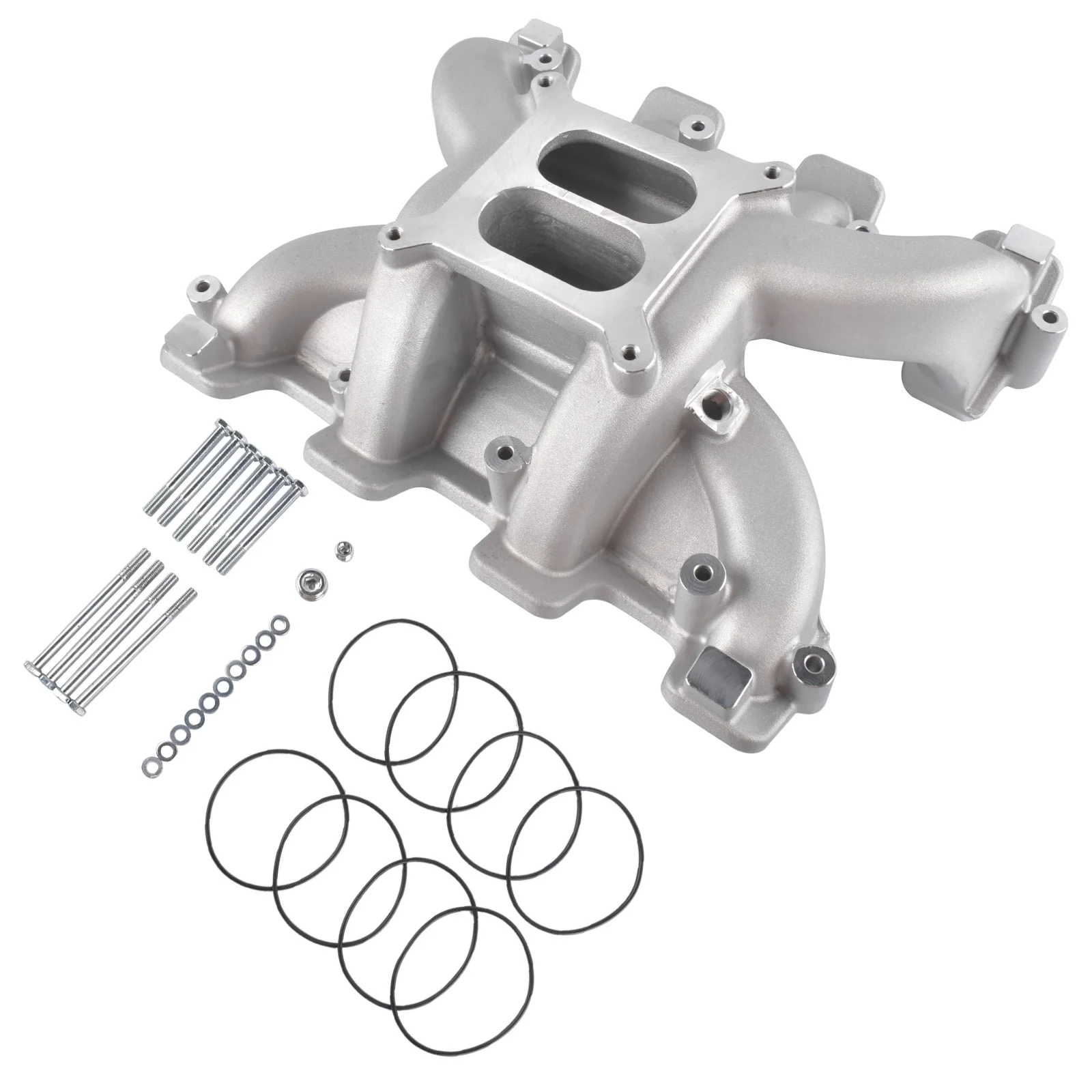 Dual Plane Carbureted Intake Manifold ā Satin Finish for GM LS1 / LS2 / LS6 5.7Lā6.0L LS Engines 3